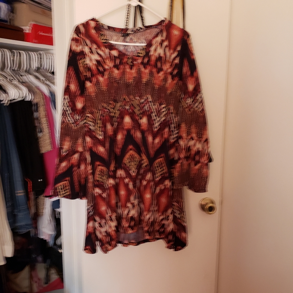 WinWin Multi Brown Colors Tunic Style Dress